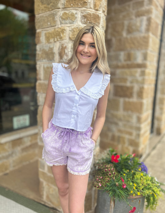 Zenana Lavender Tencel Mineral Washed Short Pants