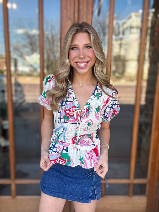 Printed Peplum Blouse