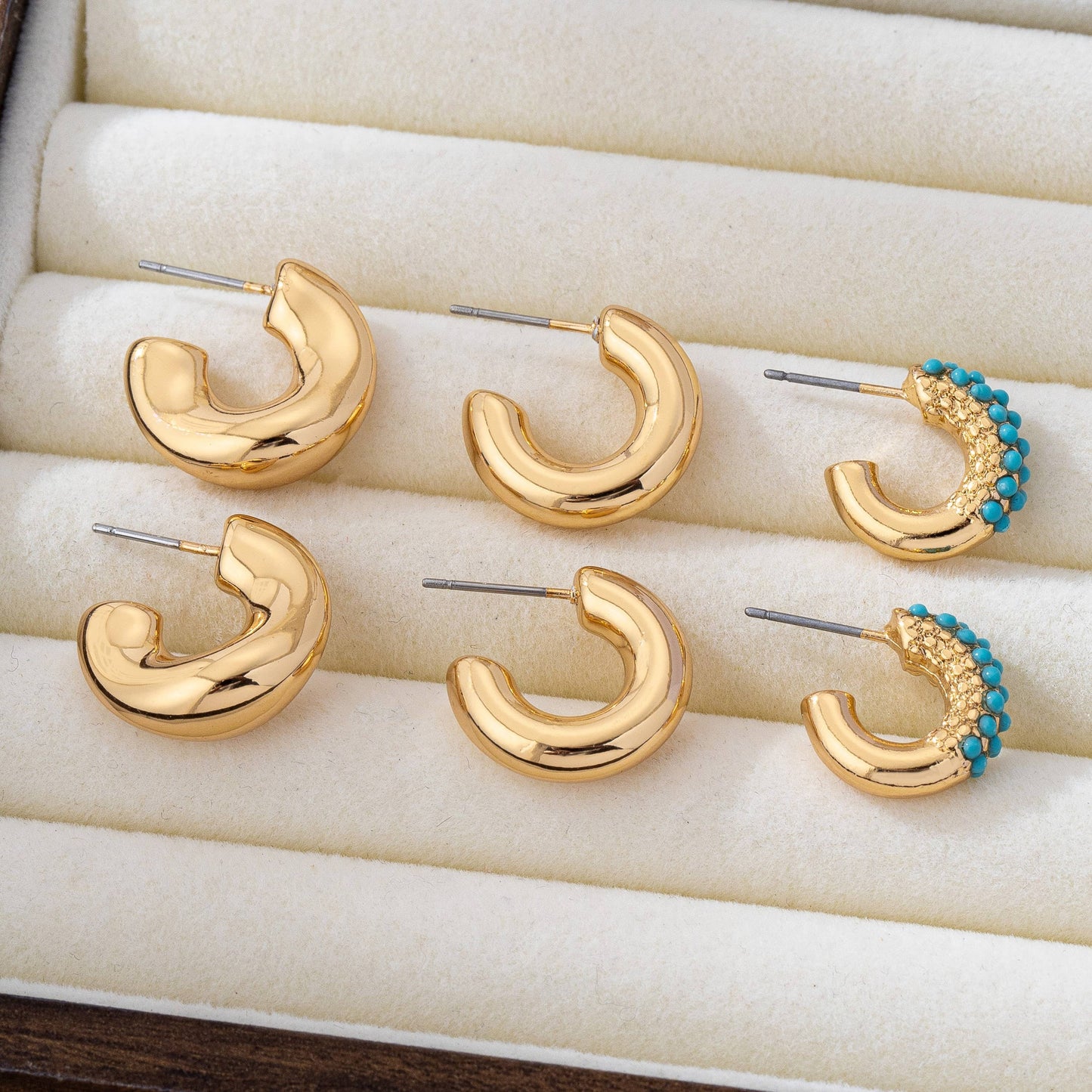 Earrings - Turquoise Hoop Trio Set