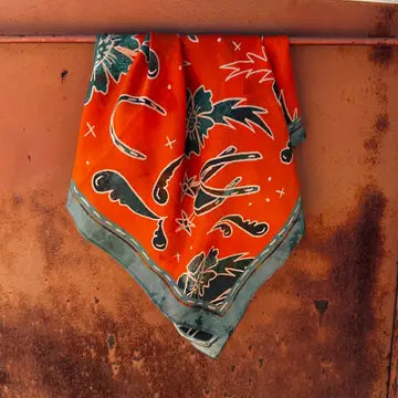 Accessories | Wild Rag Scarf Spurs N' Horseshoes in Rust Silk Western Cowgirl Wild Rag Scarf
