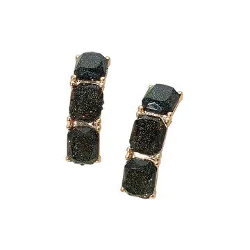 Jewelry | Earrings Black Triple Stone Cluster