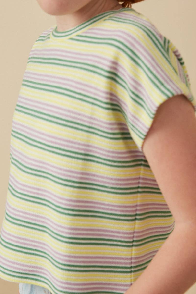 Tee - Girls Engineered Stripe Textured Knit