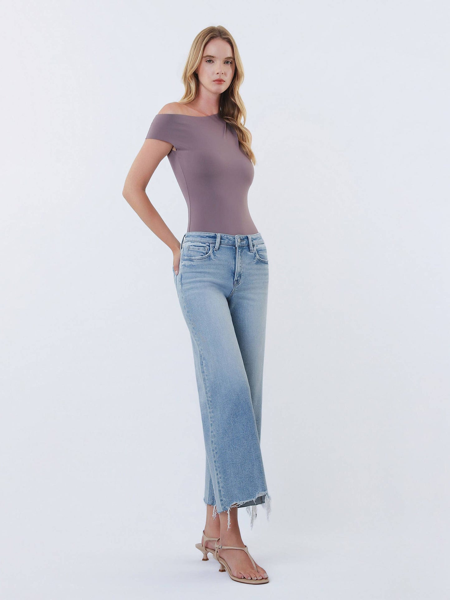 Jeans - High Rise Distressed Wide Leg
