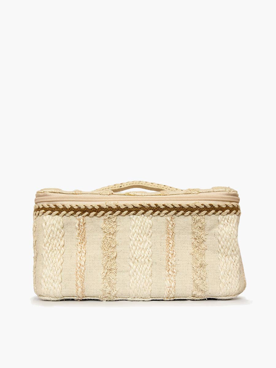 Beige/White Fiona Cotton Cosmetic Case