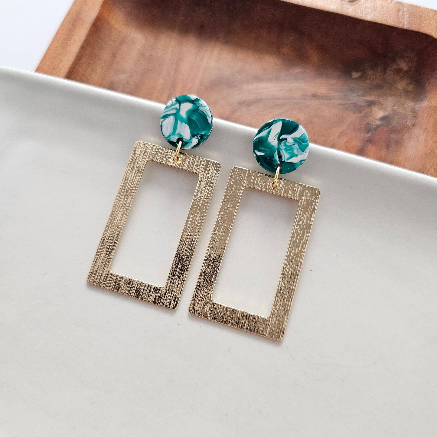 Jewelry | Earrings Sea Green Hypoallergenic Gold Plate Post