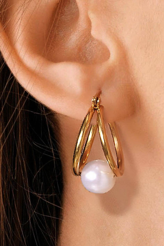 18K Gold Plated Pearl Drop Earrings