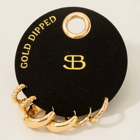 3 Pair Hinge Hoop Earrings Set