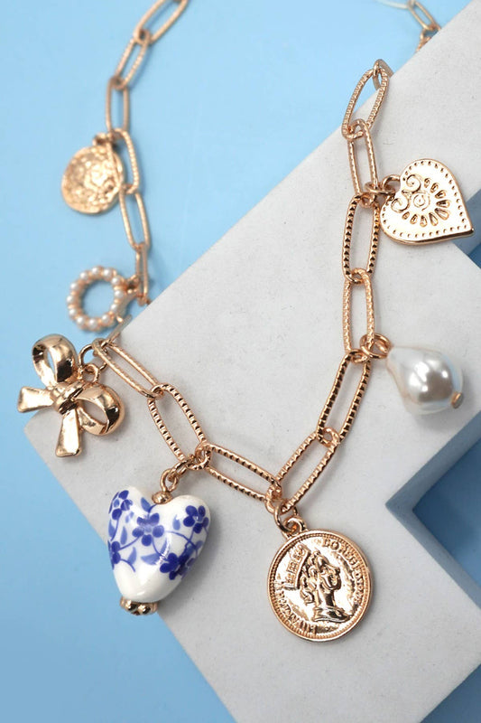 Ceramic Porcelain Charm Link Necklace