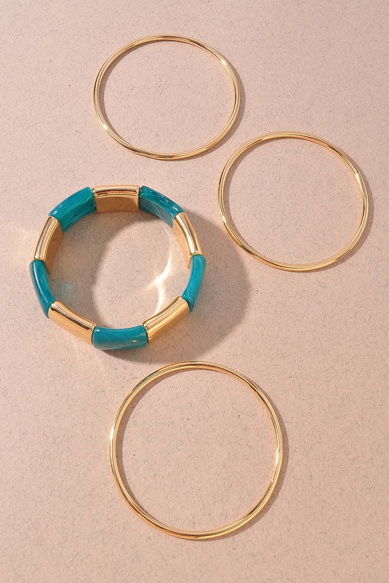 Bracelet Set - Marble Teal Bangle