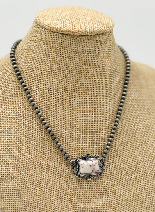Jewelry | Necklace White Western Stone Pendant Beads Collar Necklace