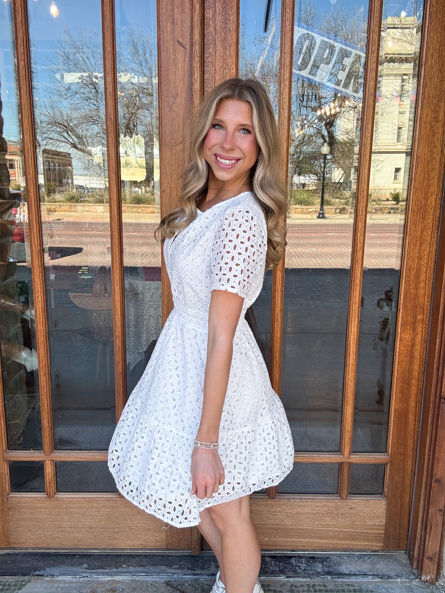 Ivory Ruffle Lace Dress