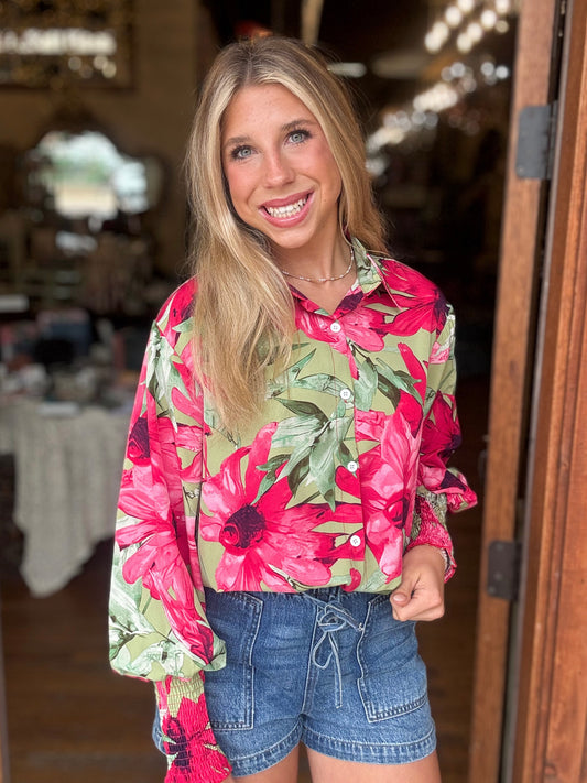 Blouse - Tropical Pink Floral
