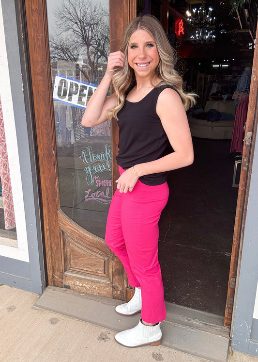 Bottoms | Thin Her Magenta Ankle Pant