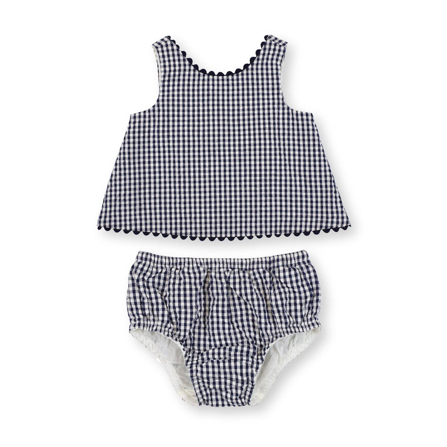 Navy Gingham Seersucker Set
