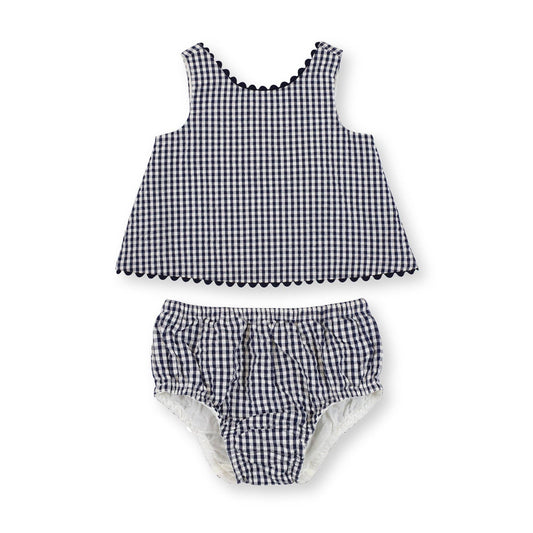 Navy Gingham Seersucker Set