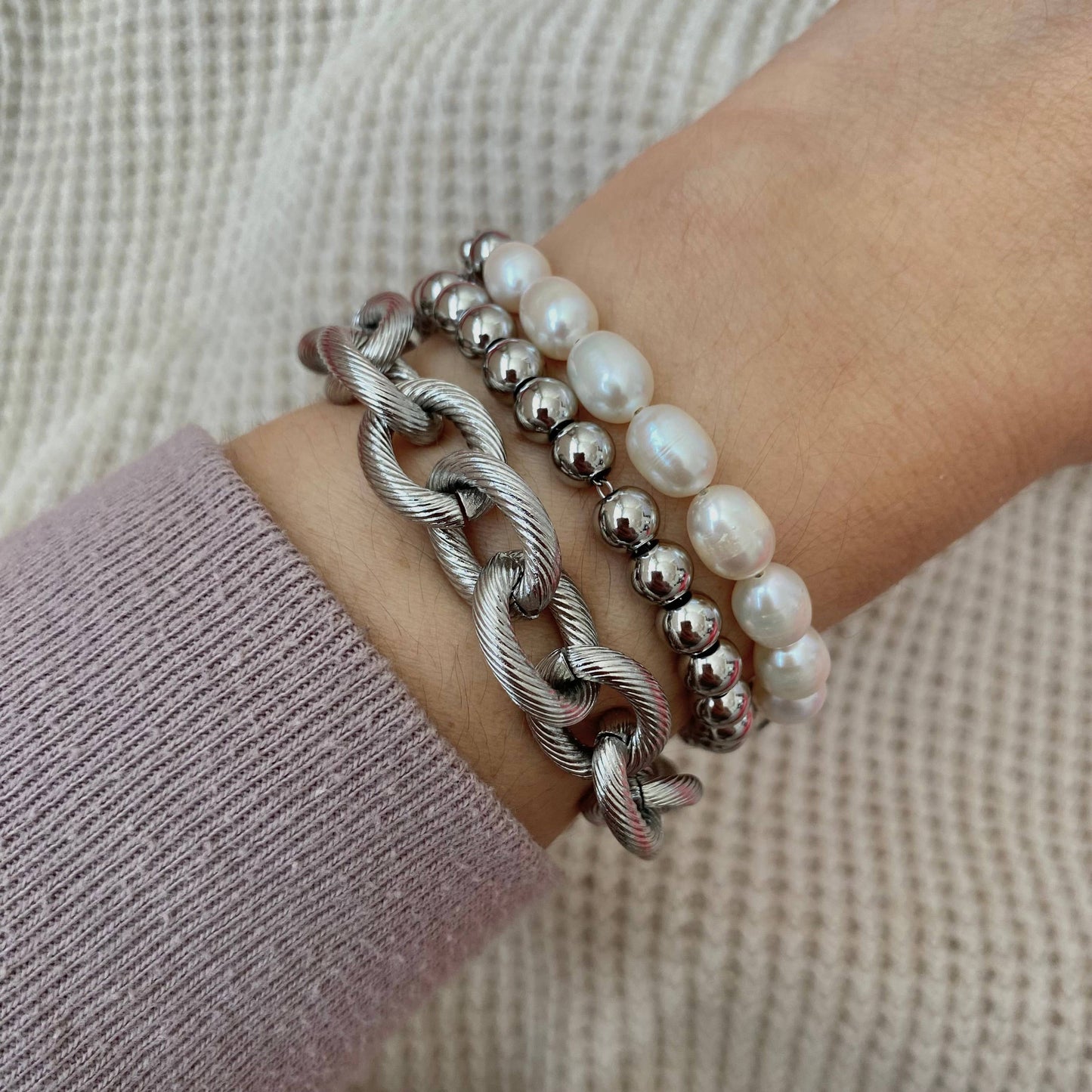 Bracelet - Cable Links Silver Chunky