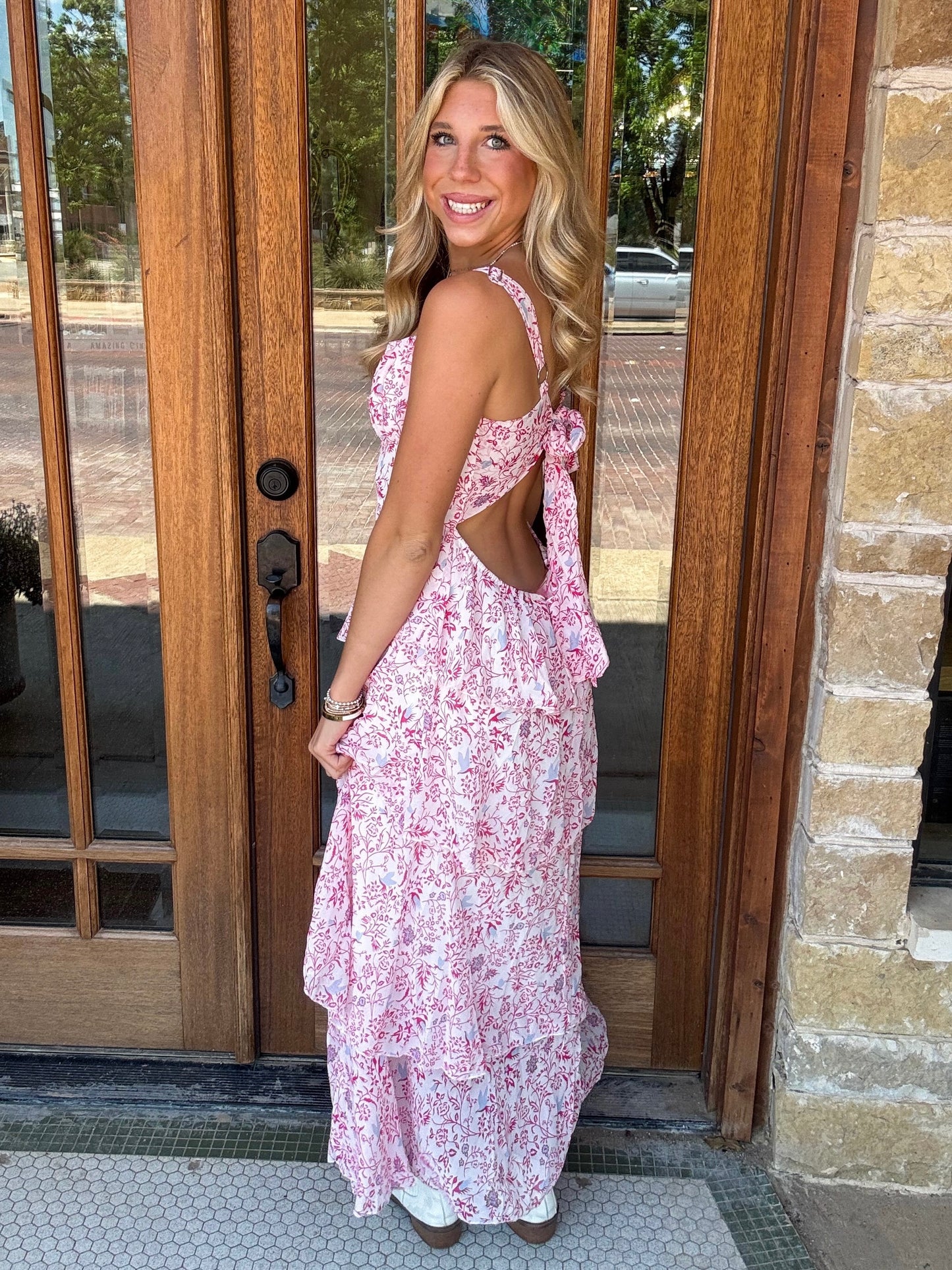 Dress - Pink Floral Maxi