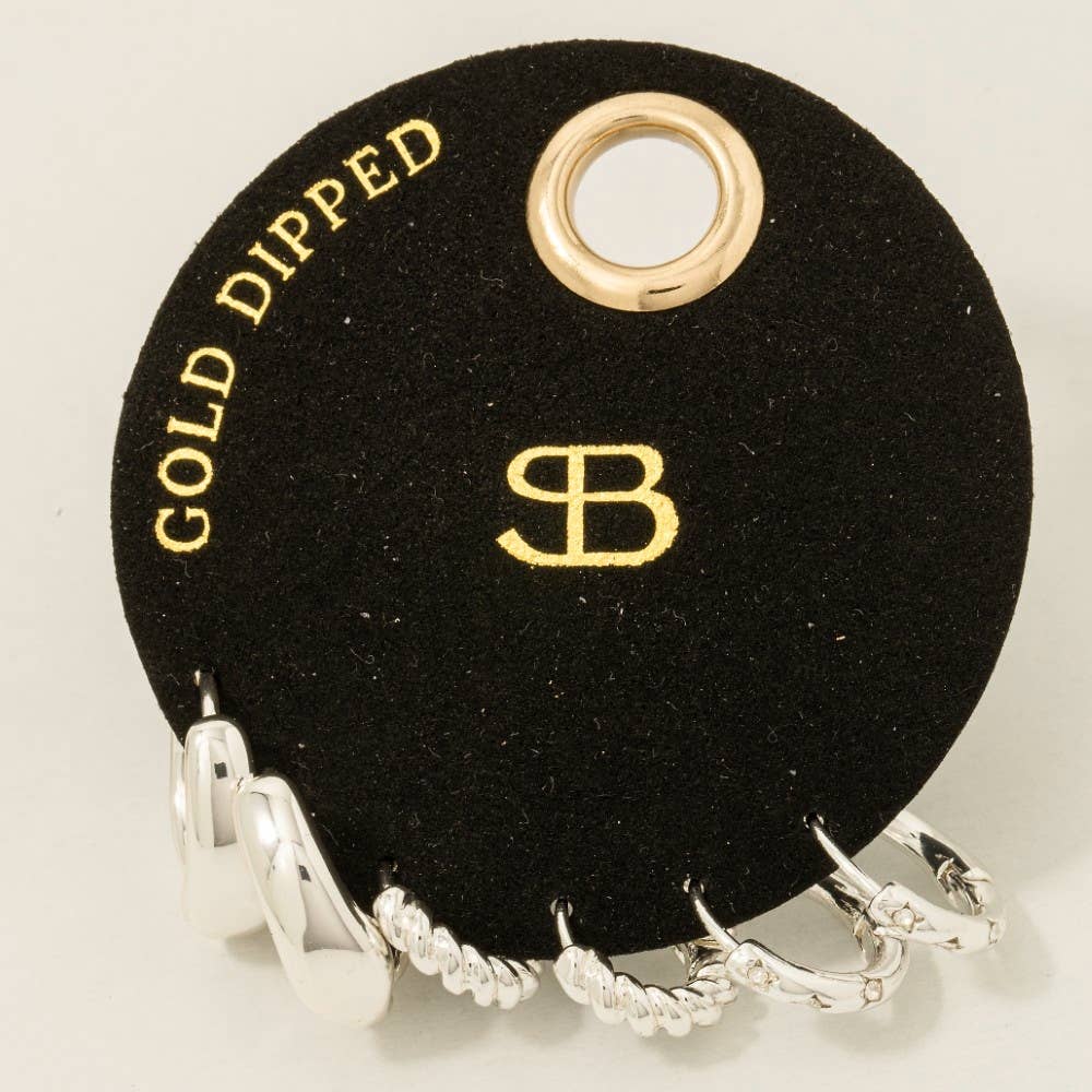 3 Pair Hinge Hoop Earrings Set