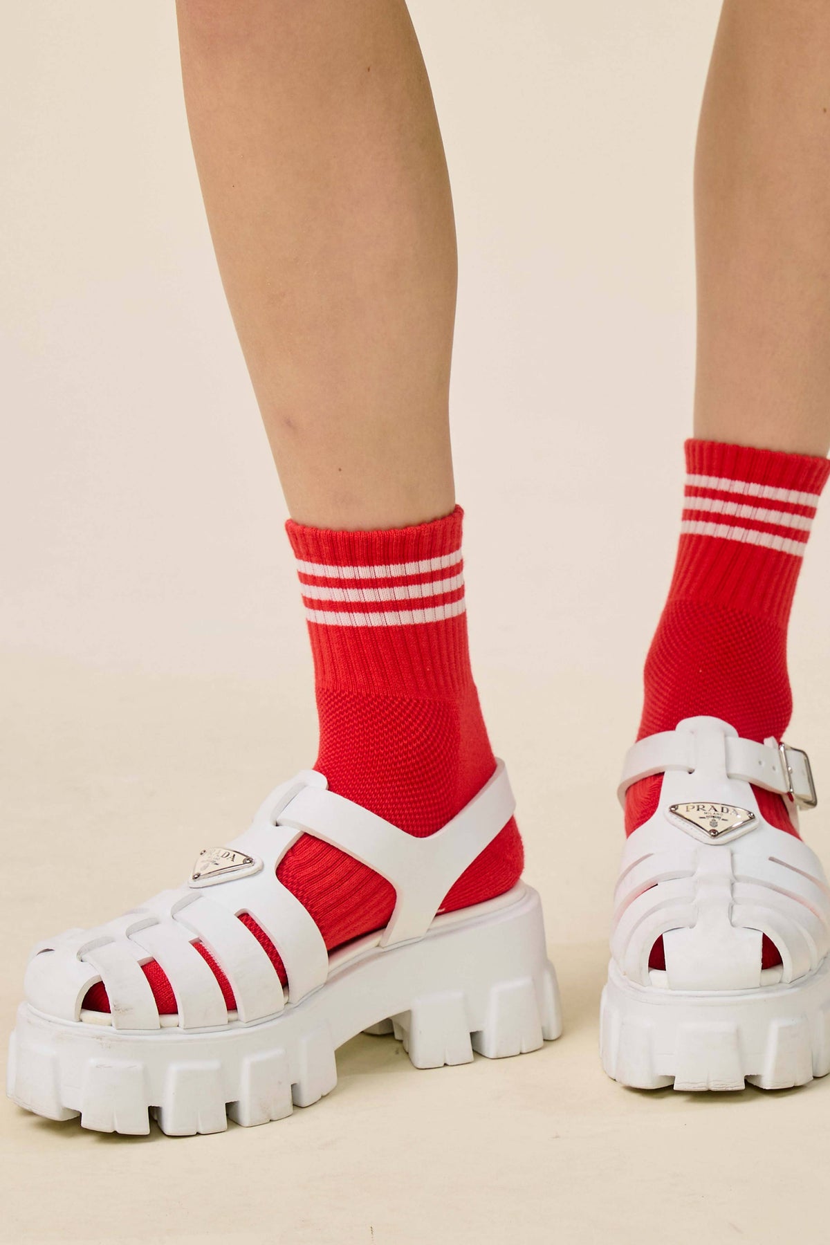 Socks - Red Triple Ring Crew