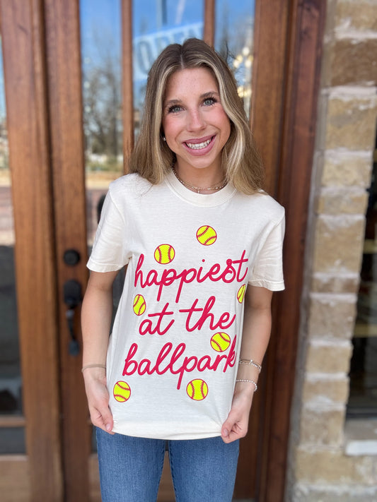Happiest at the Ballpark Softball Tee