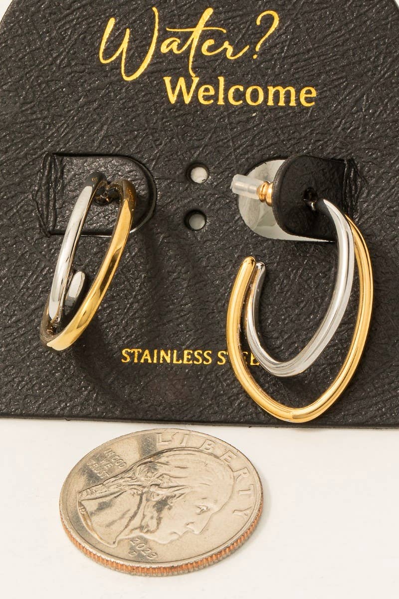 Layered Oval Hoop Earrings