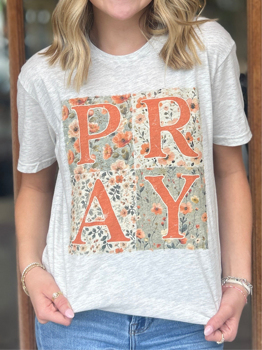 Tops | Graphic Tee Retro Fall Floral Pray