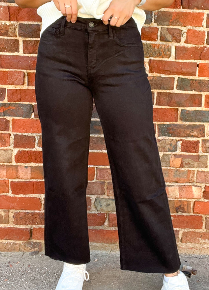 Bottoms | Flying Monkey Black High Rise Crop Wide Leg Jeans