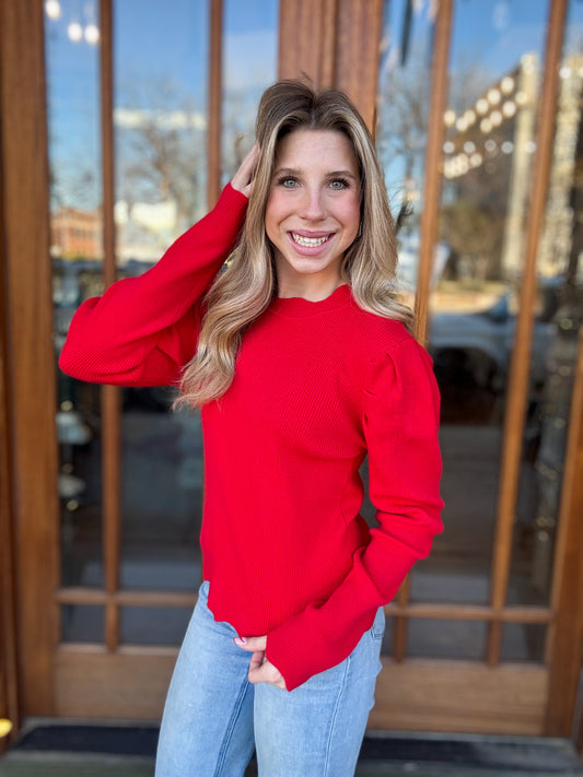 Scallop Edge Rib Knit Top