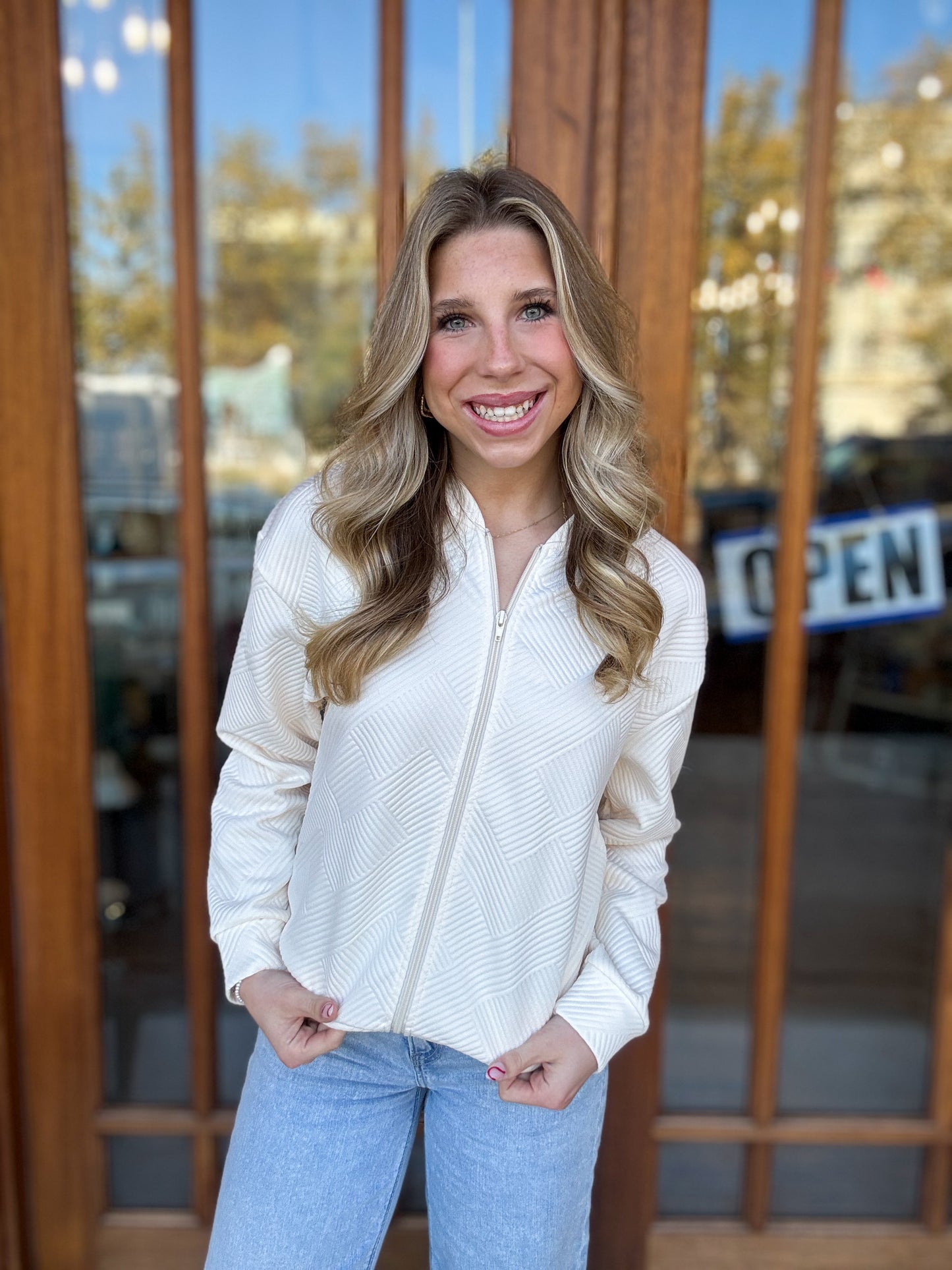 Textured Bomber Jacket