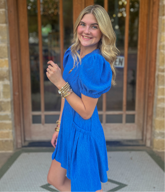 Dress | Mini Royal Blue Drop Waist