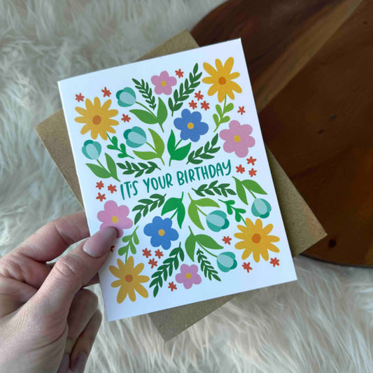 Birthday Card - "It's your birthday" Bold Spring Floral