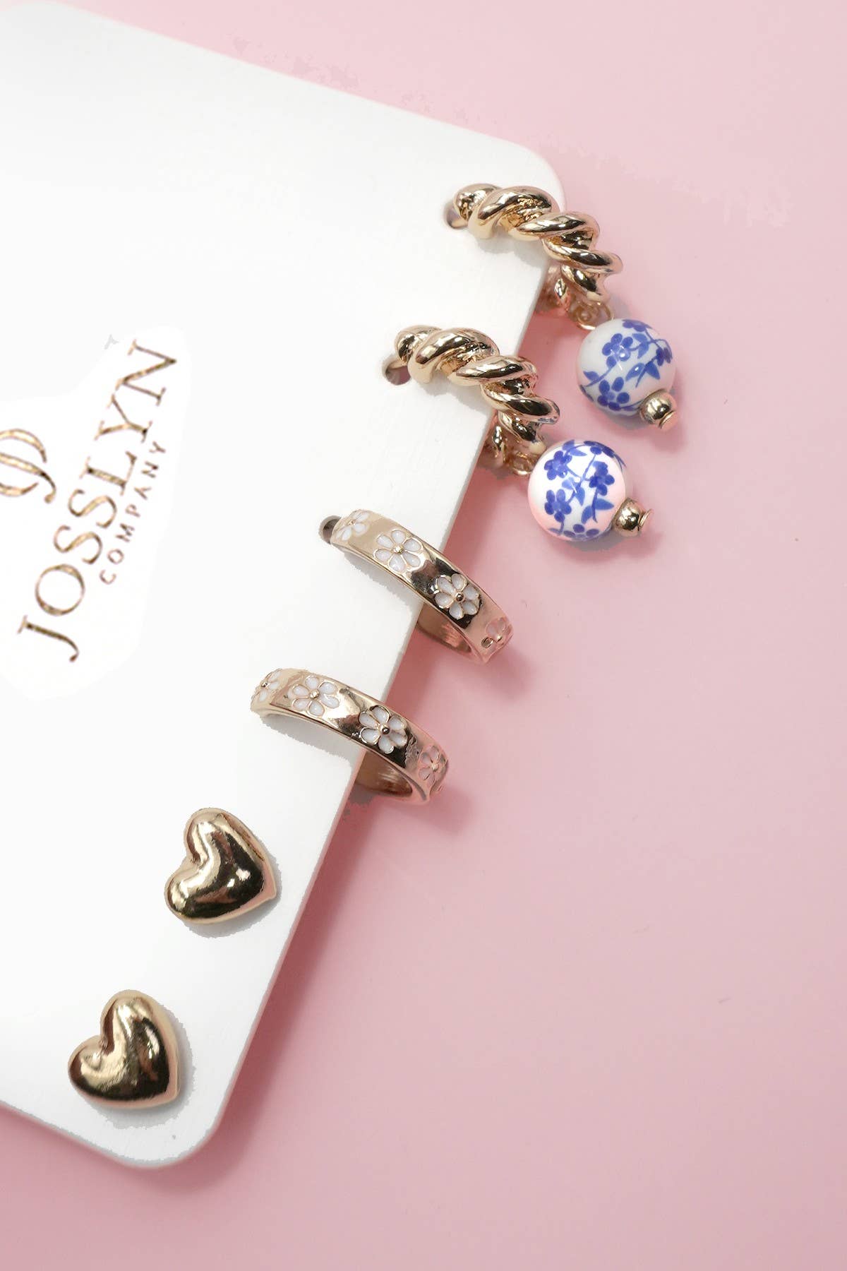 Earrings - Blue Ceramic Porcelain Trio