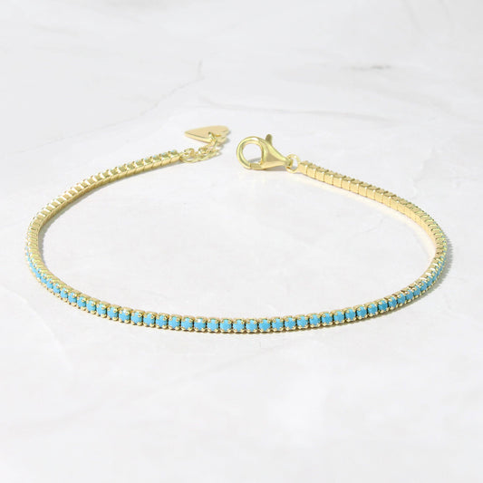 Bracelet | Turquoise Tennis Bracelet: Gold