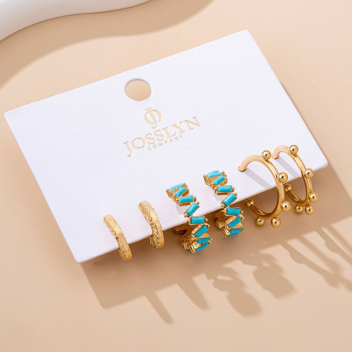 Earrings - Turquoise Enamel Hoop Trio