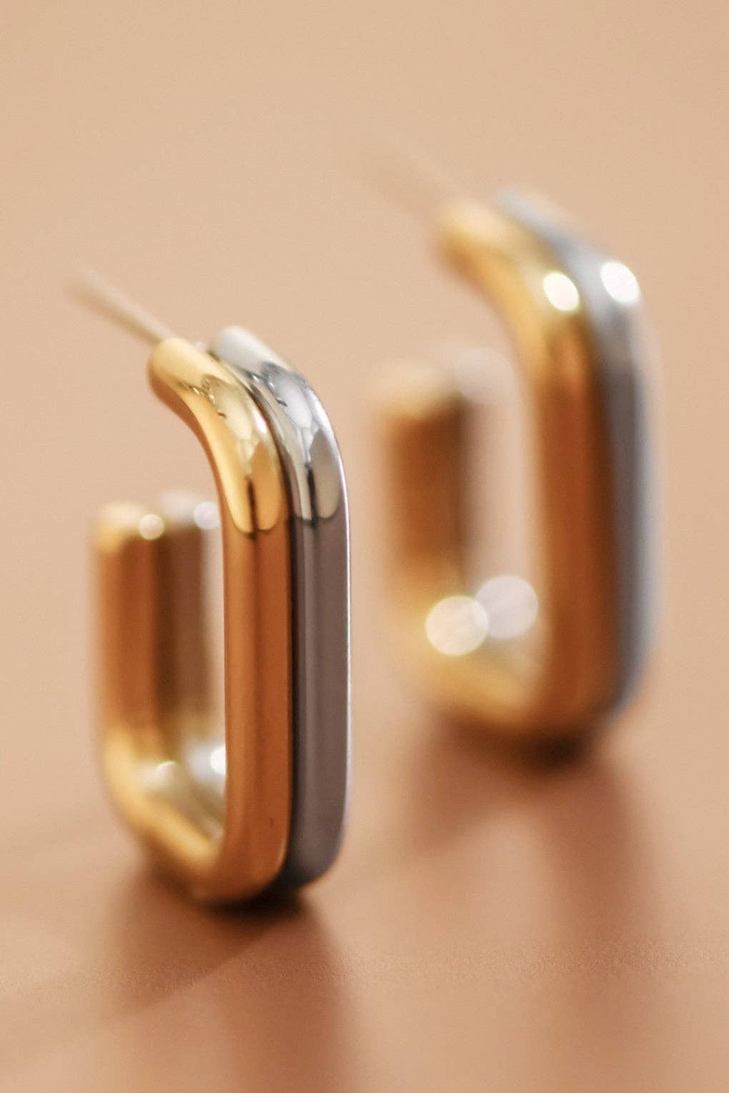 18K Gold Plated Two Toned Hoop Earrings