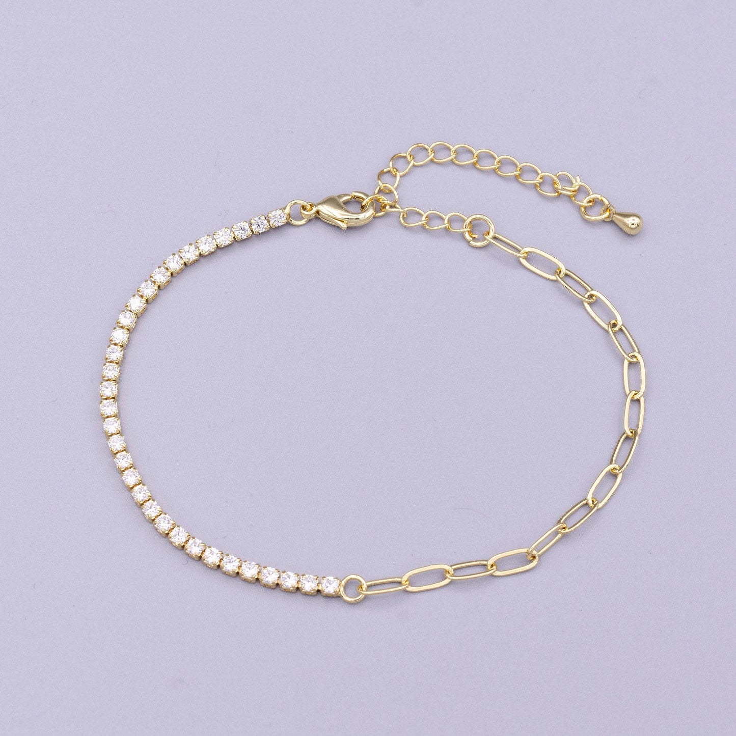 Jewelry | Bracelet 7" Gold Filled 2mm Half Tennis Half Paperclip Chain