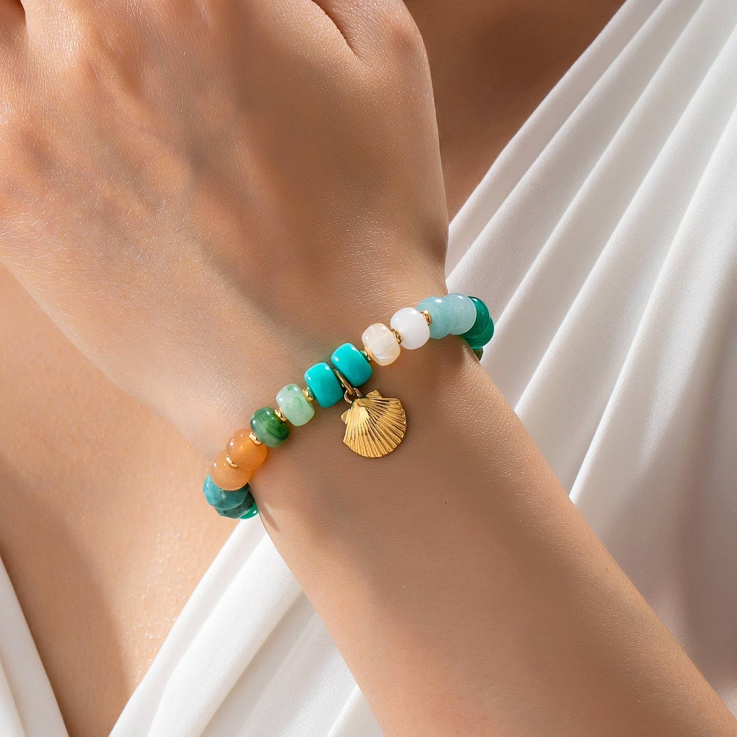 Bracelet - Earth Tone Beaded Shell