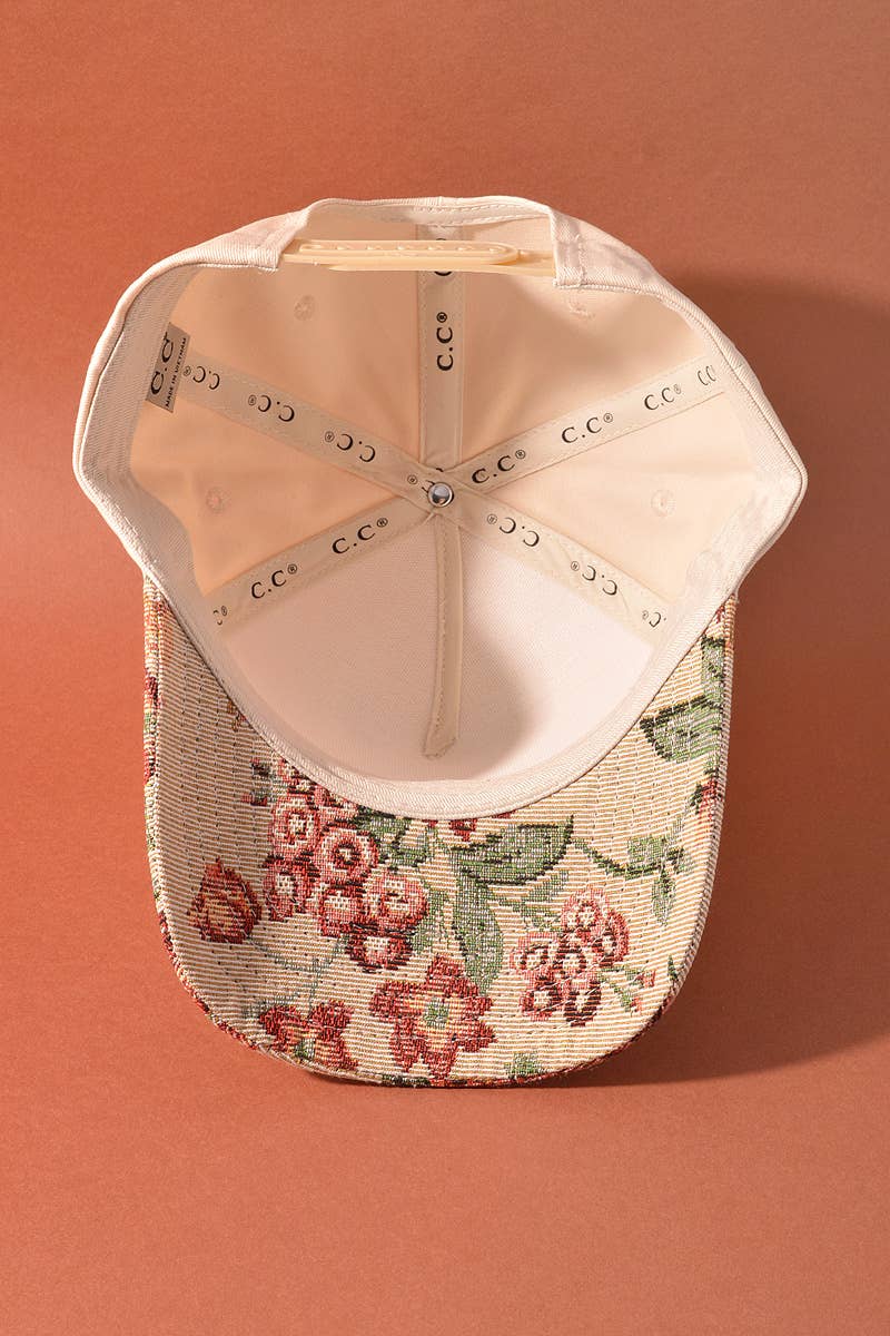 Hat - Floral Print Brim