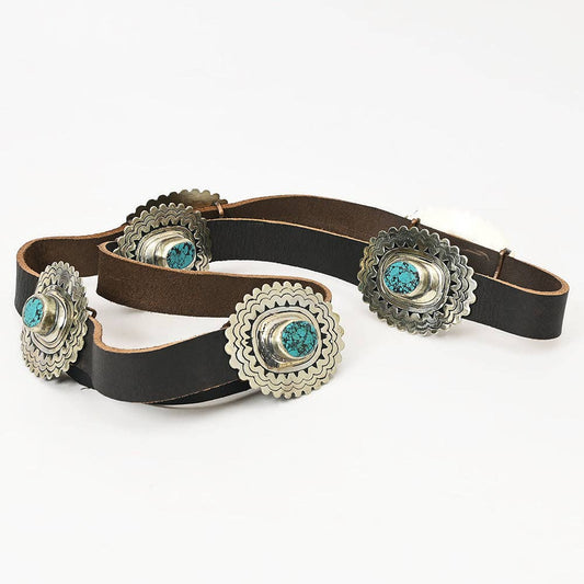 Turquoise Concho Western Leather Belt