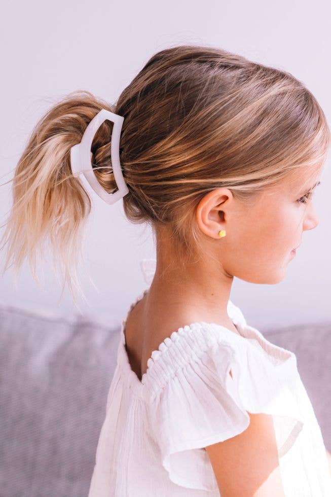 Teleties Medium Open Hair Clip - Coconut White