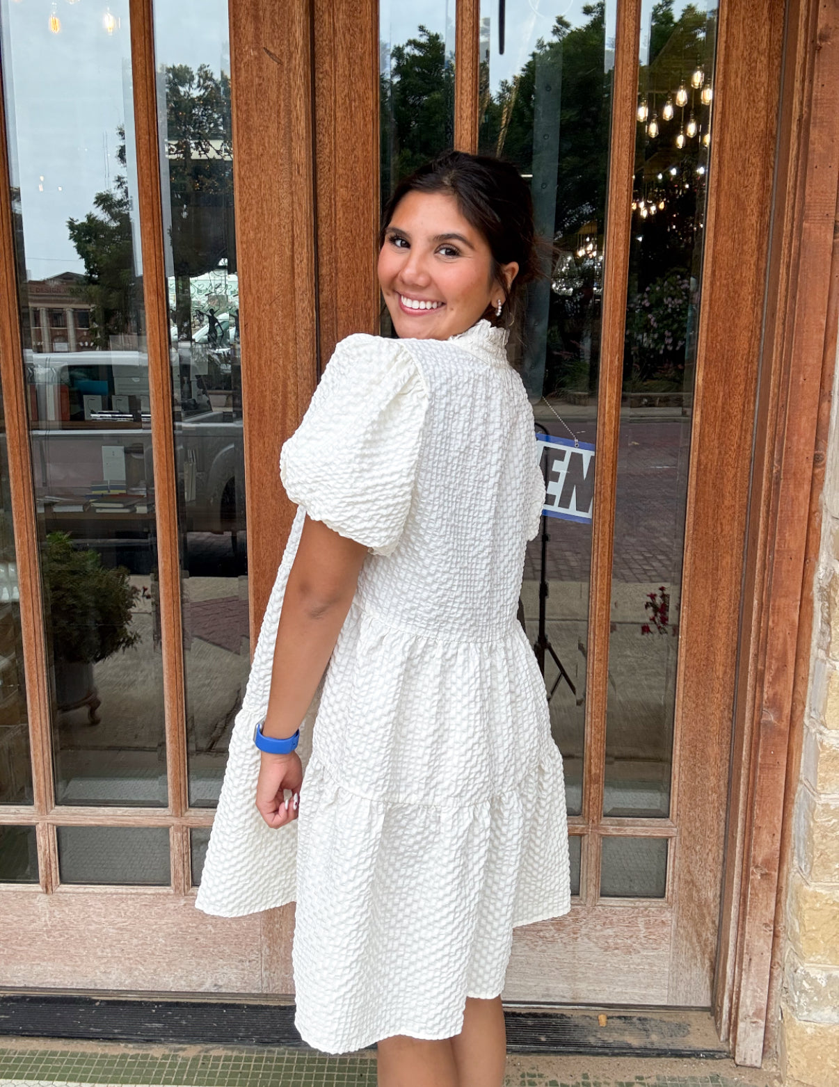 Dresses | Mini Dress Ivory Puff Sleeve