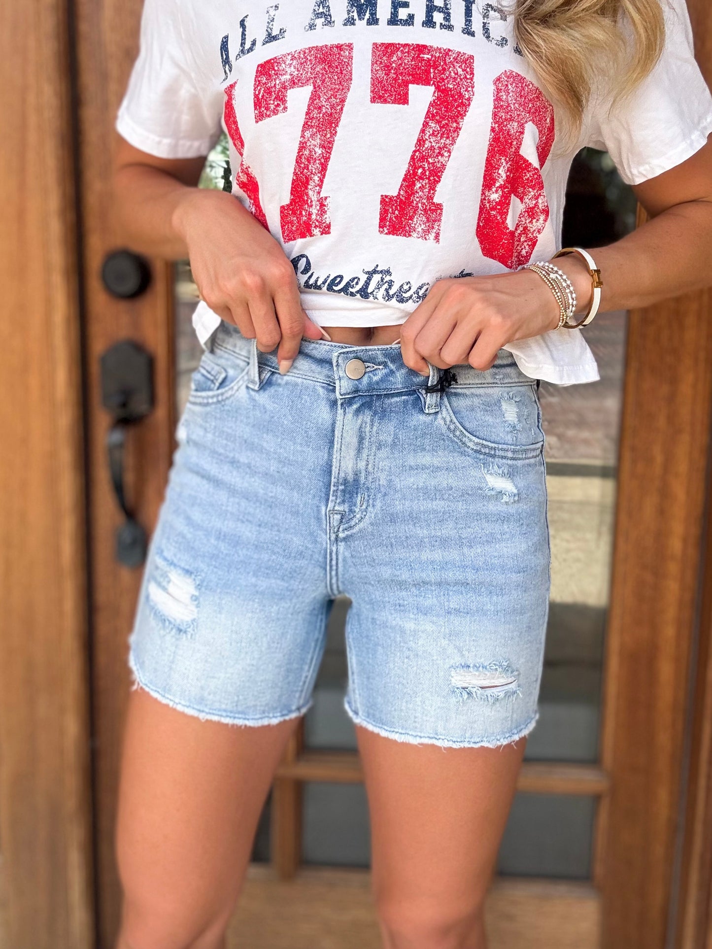 Mica Denim Shorts - High Rise Midi