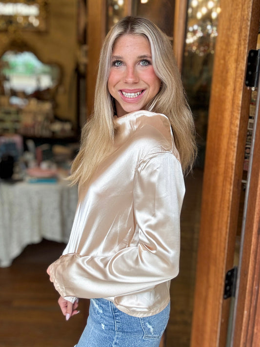 Blouse - Champagne Swing Collar