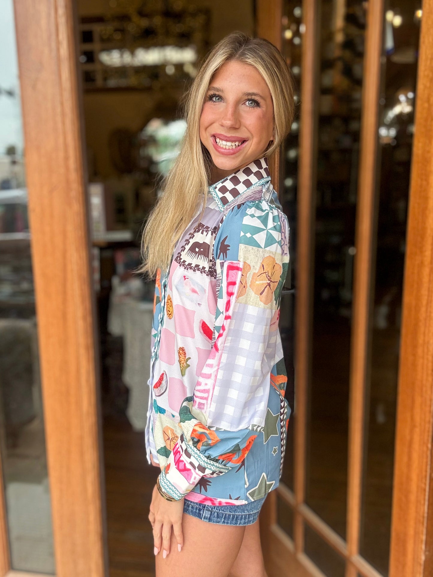 Blouse - Whimsical Patchwork Print