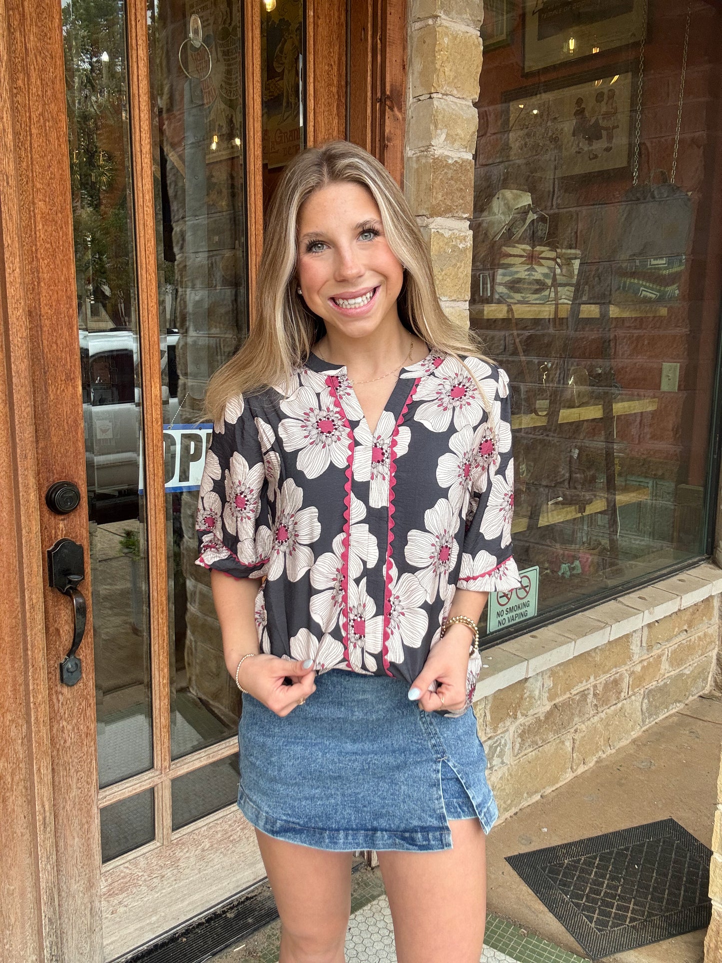 Tops | Blouse Bohemian 3/4 Puff Sleeve