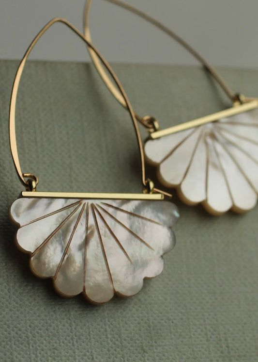 Jewelry | Earrings Mother of Pearl Art Deco Hoop