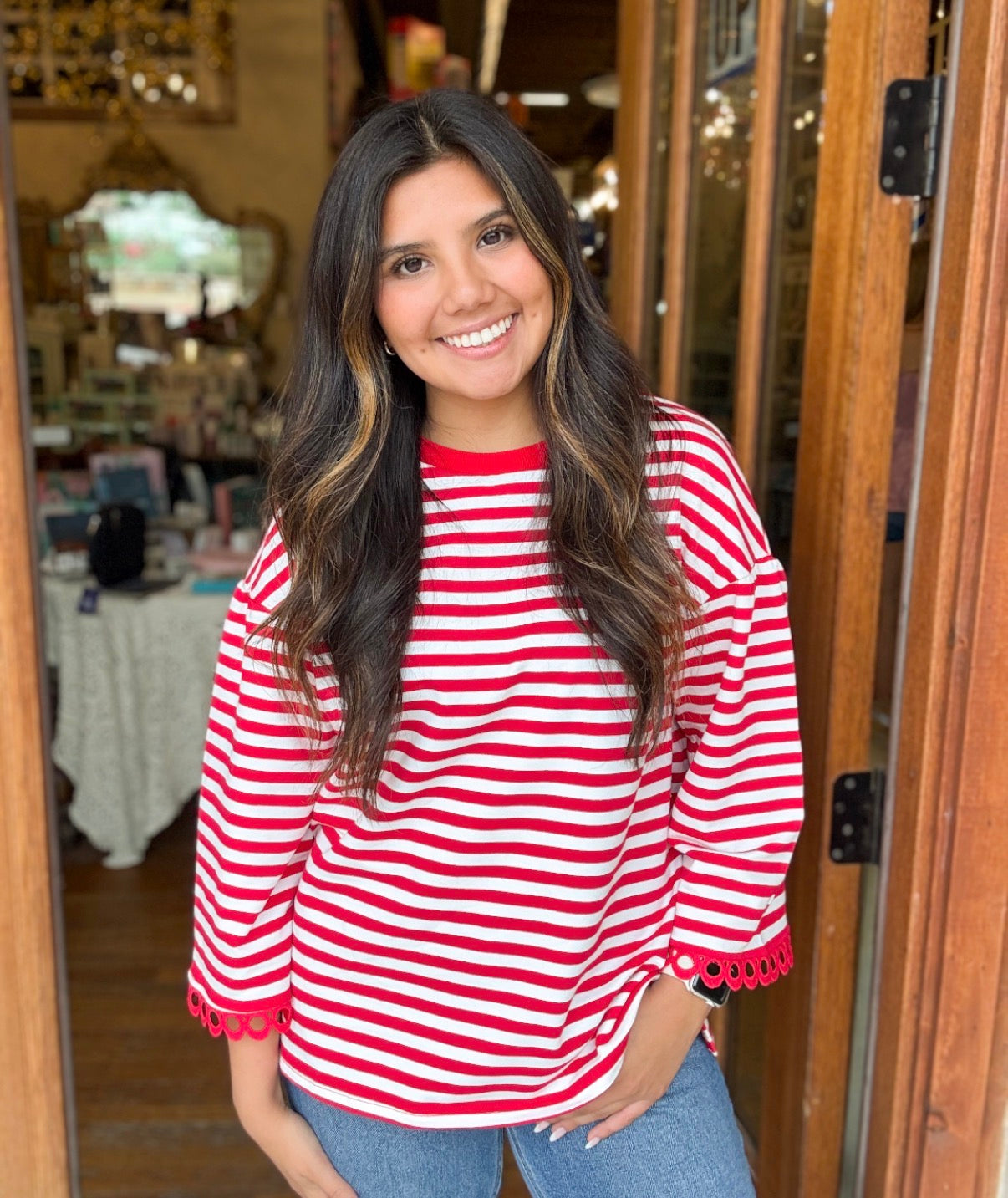 Top - Racing Red Striped