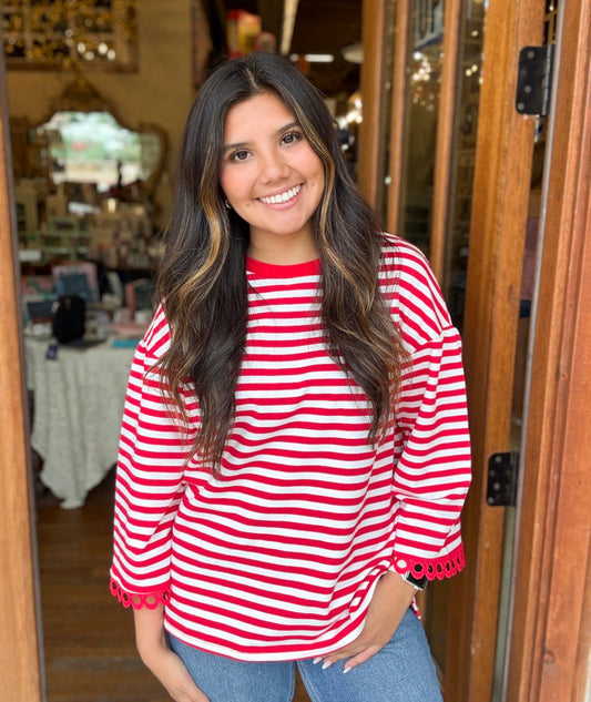 Top - Racing Red Striped
