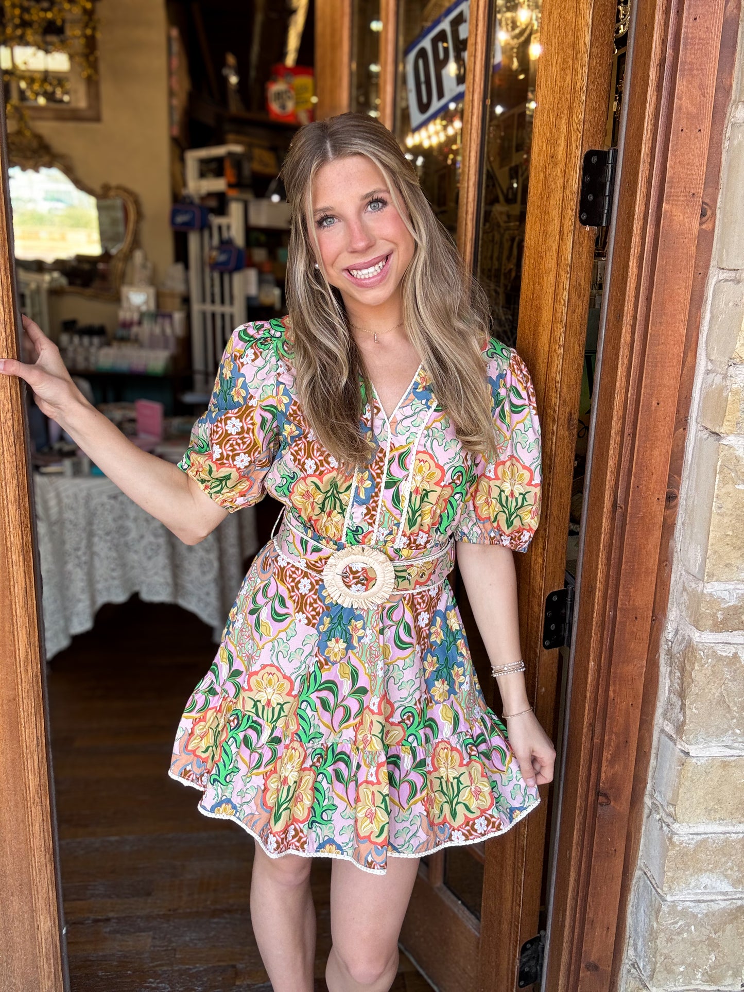 Garden Party Belted Mini Dress