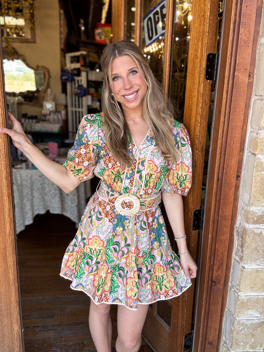 Garden Party Belted Mini Dress